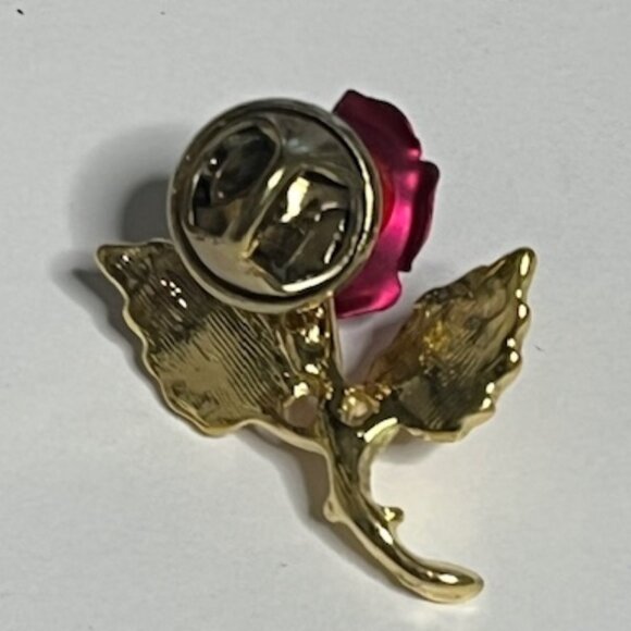 VTG "A Christmas Rose" Lapel Hat Pin Gold Tone w/Rhinestone Hope Love 1.25" - Picture 9 of 12